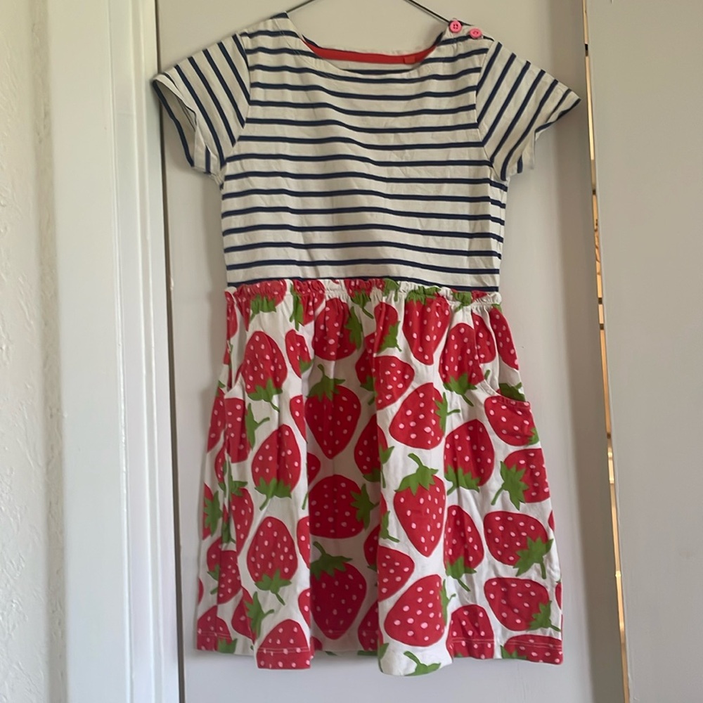 Mini Boden striped strawberry dress